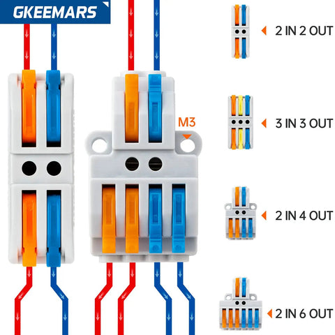 65 Piece Compact Splicing Wire Connectors Kit For AWG 28 To 12, various configurations, flame retardant shell, tin copper conductors