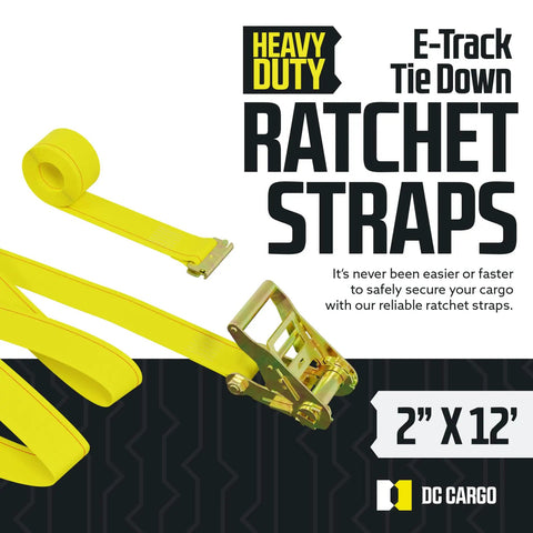 Heavy Duty E Track Ratchet Straps 2 Inch By 12 Foot 4 Pack Yellow Cargo Tie Downs With E Track Fittings product packaging
