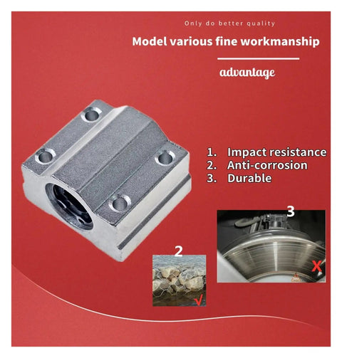 No Frills LM25UU SC25UU 25mm Pillow Block Linear Bearing Brackets CNC Router Workhorse Rig Heavy Duty Steel Housing close-up view.
