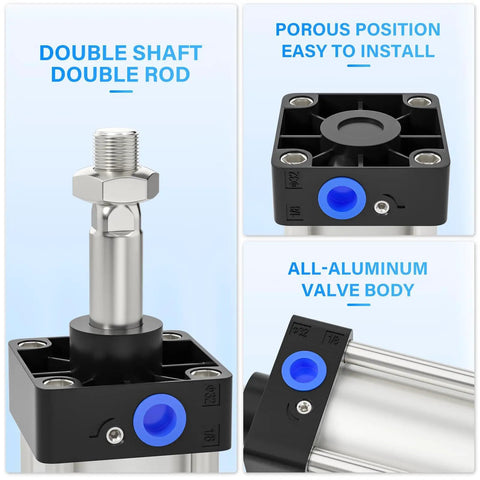 Pneumatic Air Cylinder 32mm Bore 150mm Stroke Double Acting With Screwed Piston Rod Single Rod Aluminum Body PT One Eighth Port