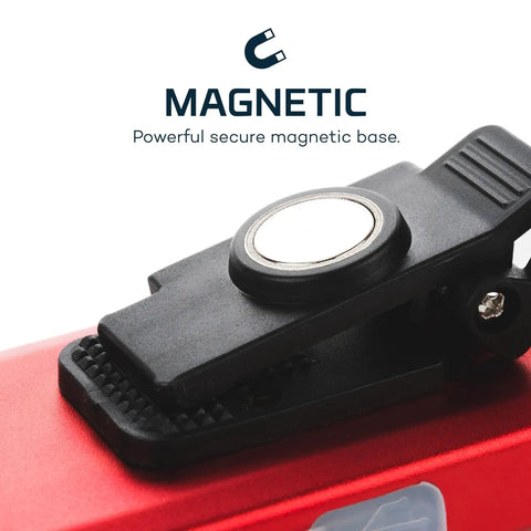 Slim Pocket Flashlight With 500 Lumens Rechargeable Mini EDC Work Light Magnetic Base detail, shown in red.