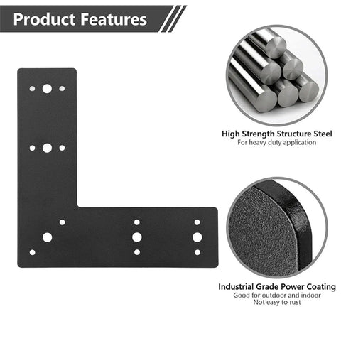 L Shape Corner Bracket Mending Plate Right Angle Built To Last Heavy Duty Black Powder Coated Carbon Steel For Wood And Metal Projects