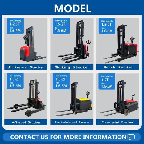 Heavy Duty Electric Pallet Stacker Delivering Smooth Operator Performance For Quick Warehouse Hustle Compact Battery Powered Design in different models.