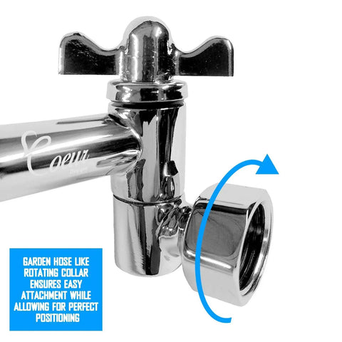 Extra Long 16 Inch Shower Arm Extension Made Of Solid Brass, Height And Angle Adjustable, chrome finish NPT connector close-up