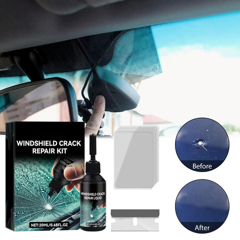 Windshield Chip And Crack Repair Kit For Cars With Nano Fluid For Quick Cures, Fix Chips And Star Shaped Cracks Fast At Home.