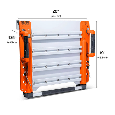 Twenty Inch Wall Mount Tool Rack With Four Heavy Duty Rails Delivering Twenty Five Pounds Per Rail Built Nasty Tough For Man Lifts And Scissor Platforms Jobsite Ready, featuring orange and silver design.