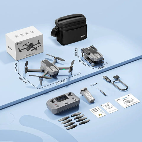Go-To Pocket Sized Drone With 4K Camera Under 250g For Beginners, FPV RC Quadcopter with accessories and packaging on display.