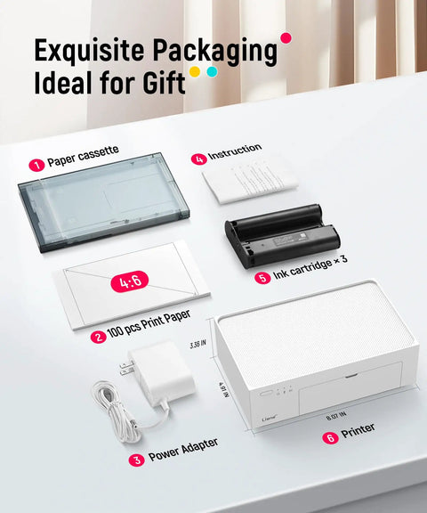 4x6 Portable Photo Printer For iPhone And Android With Wi Fi Full Color Dye Sublimation Instant Photo Printing On The Go Snap And Share Ready Compact Pocket Size Printer Includes 100 Sheets And 3 Cartridges