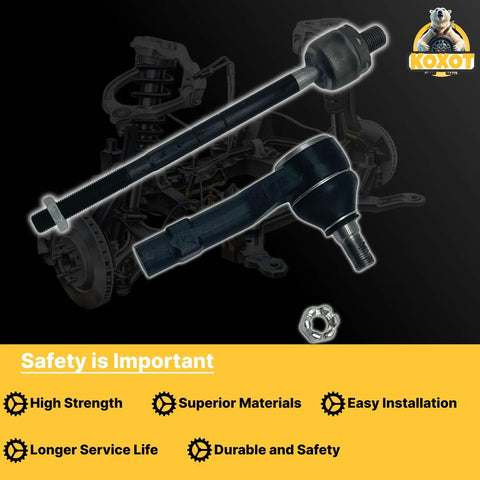 4 Piece Front Tie Rod Ends Kit Inner And Outer For Ford Explorer 98-01 Ranger 98-11 Mazda B2300 01-09 B2500 98-01 B3000 98-07 B4000 98-09 Mercury Mountaineer 98-01 black steel tie rods