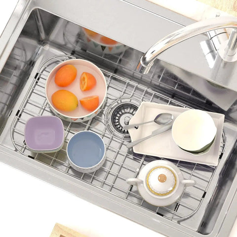 Heavy Duty Stainless Steel Kitchen Sink Grid And Protectors 26 By 14 Inches For Bottom Sink With Rear Drain Five Point One