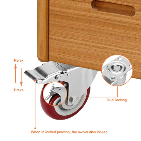 heavy duty swivel casters with dual lock brakes on cart
