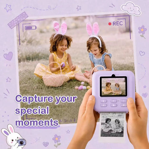 12 Rolls Kids Camera Instant Print Thermal Paper Refill 2.2In x 19.7Ft HD Photo Paper Safe BPA Free For Instant Print Cameras 80 Plus Photos Per Roll, kids playing