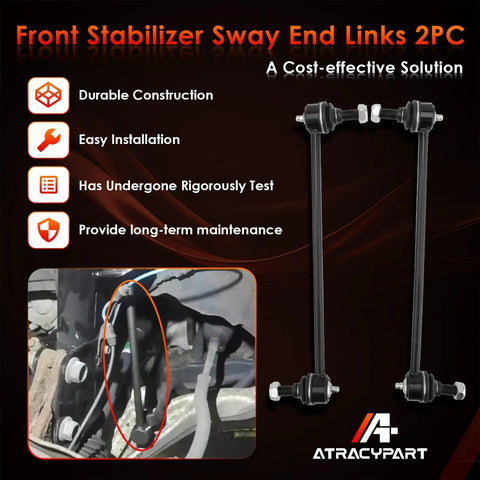 Front Sway Bar Link Kit 2 Piece Fits Honda Pilot 2006-2015 MDX 2006-2013 ZDX 2010-2013 Replacement To Stop Clunking And Leaning In Turns No More Bouncing Or Uneven Tire Wear. Black front stabilizer sway end links 2-piece with threaded ends