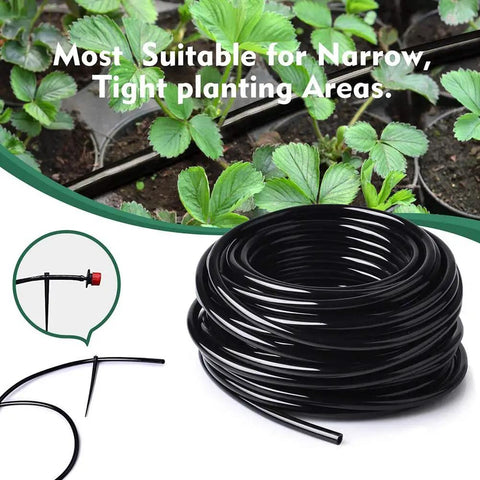Flexible 100 Foot Quarter Inch Distribution Tubing For Drip Irrigation Garden Watering Hose with coil and connection detail