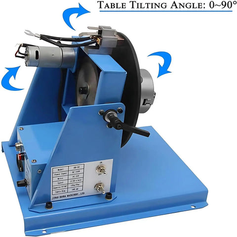 Top Shelf Rotary Welding Positioner With 90 Degree Tilt Table showing 180mm turntable and motor for stable metalworking.