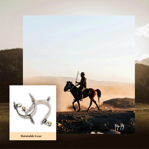 2 Pack Stainless Steel Western Cowboy Spurs with Rotating Gear for Men and Women, Hand Carved Floral Inlays, Vintage Riding Gear