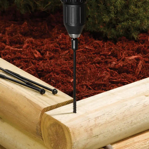 Drilling with 4 Inch Timber Framing Nails 250 Count Pro Grade Heavy Duty ACQ Safe And Corrosion Resistant Tapered Head