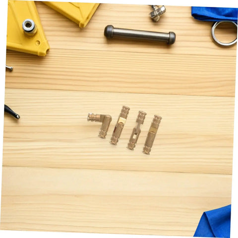 25 Pcs Solid Brass Invisible Barrel Hinges For Jewelry Boxes And Hidden Cabinet Doors on wooden surface