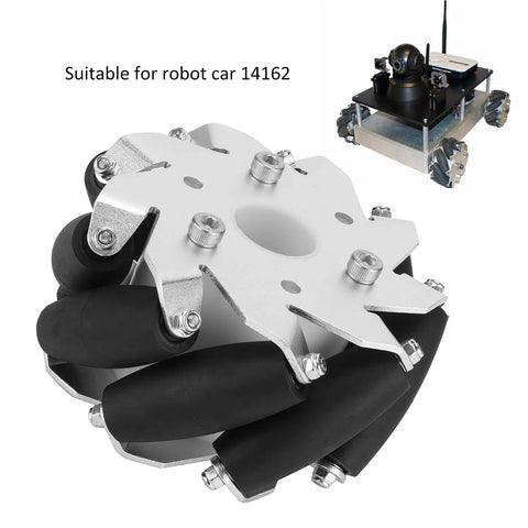 RiToEasysports Mecanum wheel set, 4 pieces, 100mm, steel frame with black rollers, close-up view for robot car 14162