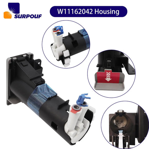 Refrigerator Filter Housing Replacement For Whirlpool Kenmore And Maytag This Compatible W10899414 Part Replaces 4815993 AP6284618 PS12347902 EAP12347902 And Works With W11162042 Models No Fuss Easy Install Leak Free Fit Durable Plastic Construction black plastic filter housing with inlet ports