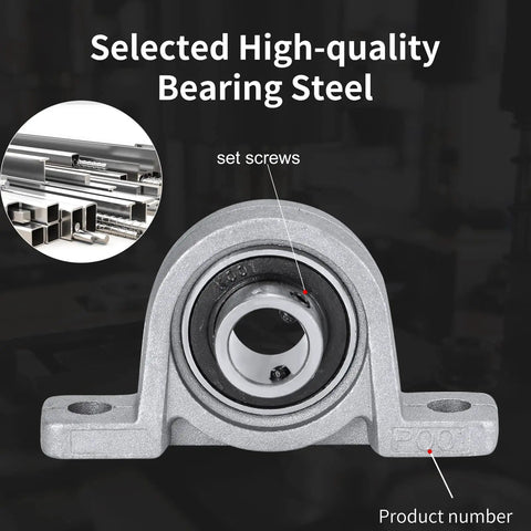 Slick Built To Last Self Aligning Pillow Block Bearing for 10mm Shafts with set screws and zinc alloy housing in focus