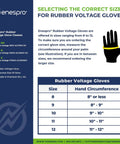 Selecting the right size for Class 0 Black Rubber Voltage Insulating Gloves For Electric Work, 11 Inch, 1000V AC, sizing chart included