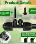 Drip Irrigation Fittings Kit 1/2 Inch To 1/4 Inch Quick Connect With Four Plugs Fits 12/16mm To 4/7mm Tubing Anti Leak Four Way Splitter