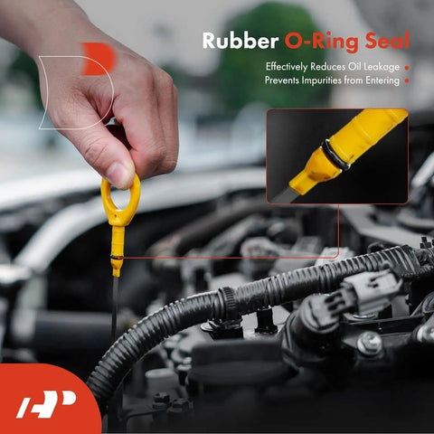 Hand using Stainless Steel Engine Dipstick For G80 2018 2020 And Genesis Sedans 3.8L V6 5.0L V8 Check Oil Level With 32.2 Inch