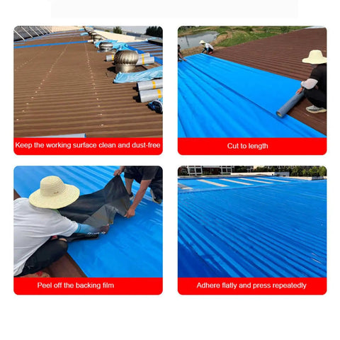 Badass Hella Tough Self Adhesive Roofing Felt Tape Waterproof Asphalt Repair Shingle Roll With Aluminum Foil Backing in use on roof for repairs.