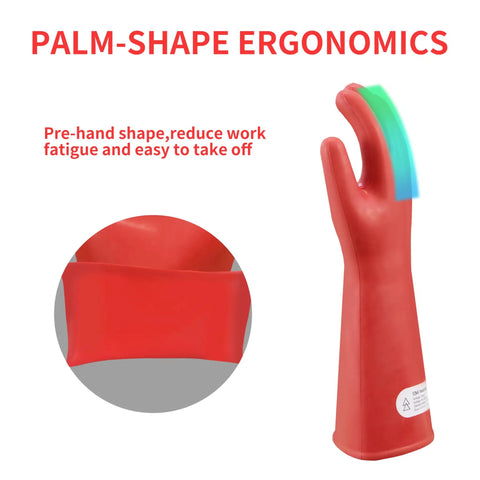 Heavy Duty Insulated Electrician Gloves Class 1 Astm Dielectric High Voltage Electrical Safety Gear with ergonomic palm shape design.