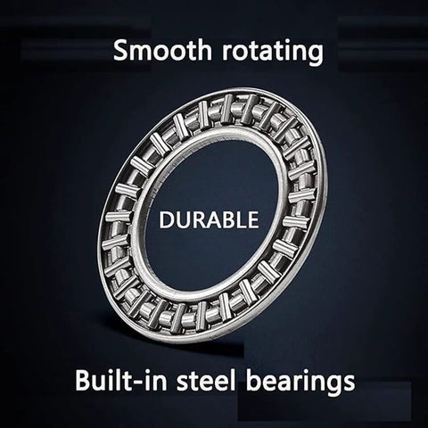 Built-in steel bearings for smooth glide on Top Shelf Tempered Glass Lazy Susan Turntable With Zero Friction Bearing.