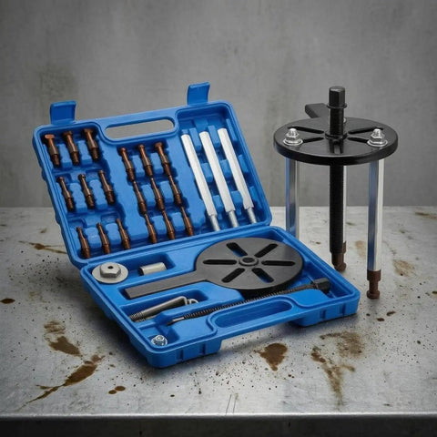 Universal Three Arm Bearing Puller Kit With Hard Case For Vehicle Wheel Hub Axle Removal Sweet Gear For Pros Storing Parts Safe As You Fix Cars Or Trucks And Slash Costs At Shady Shops Keep Your Ride Smooth Till Next Tune Up Hits Peak Value, blue case
