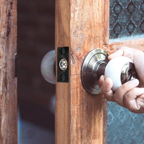 4 Pack Stainless Steel Copper Adjustable Door Ball Catch Hardware With Concealed Design And Spring Mechanism in use on interior door