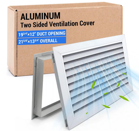 Two Sided Door Vent Cover Aluminum Exterior Vent Shield For Doors And Walls with airflow effect illustrated