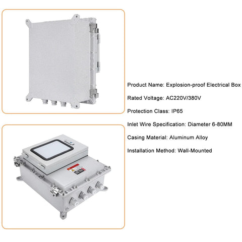 Rugged Explosion Proof Electrical Box For Outdoor Use with aluminum alloy construction and clear cover, IP65, wall-mounted.