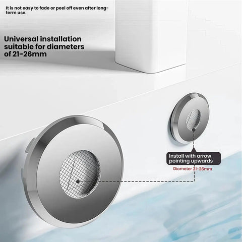 Top Shelf Stainless Steel Bathroom Sink Overflow Cover, Rust Resistant Drain Cap, universal fit for 21-26mm diameters.