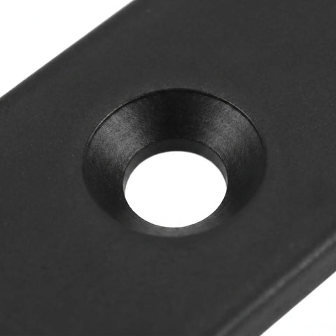 Close-up of hole in 30-Pack Black Stainless Steel Flat Brace Brackets For Wood And Metal, 2.36 X 0.63 Inch Mending Plates With Screws