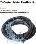 Heavy Duty Flexible Metal Conduit With Pvc Coated Steel Hose Serving Hard Core Electrical Wire Protection Flexes On A Dime Corrugated Tubing Waterproof Guard For Indoor Outdoor Diy Build coiled with water splash effect.