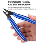 Hand holding Two Pack Ultra Sharp Flush Cutters For Crafting And Electronics Micro Wire Cutters With Ergonomic Handles