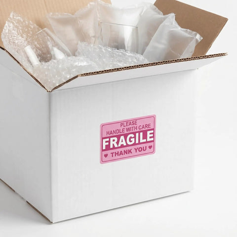 600 Piece Fragile Stickers For Shipping And Moving Adhesive Red Warning Labels With Clear Bold Text Perfect For Glassware Warehouses And Moving Supplies Bulk Pack For Easy Handling And Storage Caution Tags on box