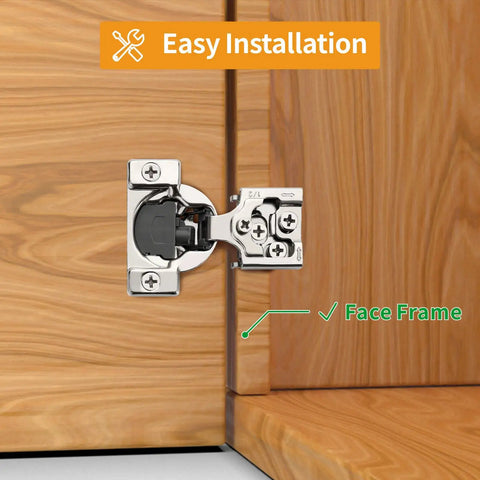 20 Pack Half Inch Overlay Concealed Hinges For Face Frame Cabinets, 3D Soft Close Self-Closing Stainless Steel Satin Nickel Hinges