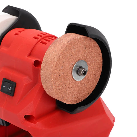 Asixxsix Mini Bench Grinder 5500RPM Cordless Polisher Sander with corundum wheel for metal finishing and rust removal.