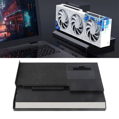 Premium External Gpu Enclosure USB4 Interface M2 NVMe PCI Express 3 X4 Slot For Laptops And Mini PCs Built Different Aluminum Chassis shown from two angles.