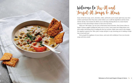 Hearty Homestyle Soups And Stew Cookbook Featuring Darn Tasty Chili Chowder And Savory Broth Recipes Designed For Instant Pot And Slow Cooker One Pot Meals, bowl of soup with crackers.