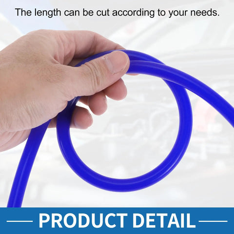 Hand holding Silicone Vacuum Tubing Hose 10 Ft High Temperature Blue 3mm Inner Diameter 10mm Outer Diameter flexible line