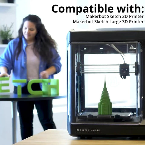 Heavy Duty Black PLA Filament For Desktop 3D Printers Rock Solid High Impact Prototype Material Two Point Two Pound Spool in use with Makerbot.