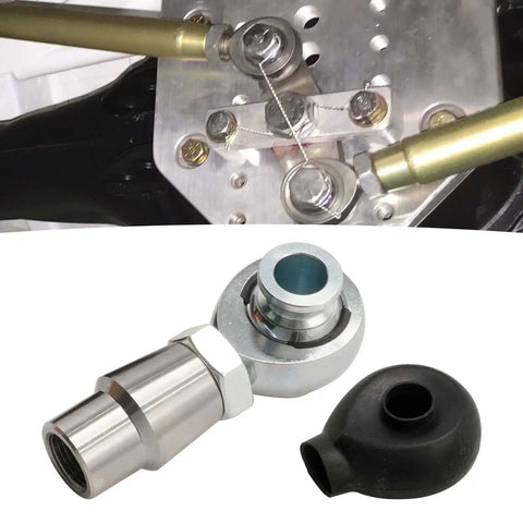 Beefed Up 3/4 Inch Chromoly Heim Joint Rod End Kit Featuring Precision Alignment Washers Plus Heat Forged Alloy Construction for Panhard upgrades, showing assembly with alignment washers.