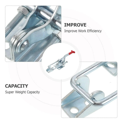 Heavy Duty Toggle Latch Clamp With Adjustable Pull Fastener And Corrosion Resistant Build For Toolbox Smoker Lid Trunk Case And Outdoor Gear Storage For Everyday Use, close-up steel latch