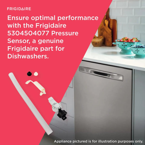 Display of Frigidaire 5304504077 Dishwasher Pressure Sensor Replacement Part with kitchen scene