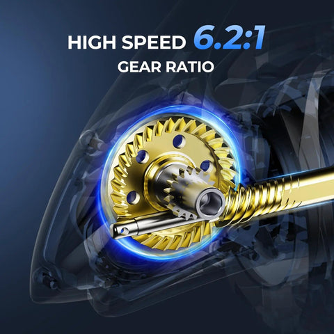 Close-up of ReKon Saltwater Spinning Reel With NyliTech Body And Water Resistant Design For Big Game Fishing 6.2 To 1 High Speed Gear Ratio